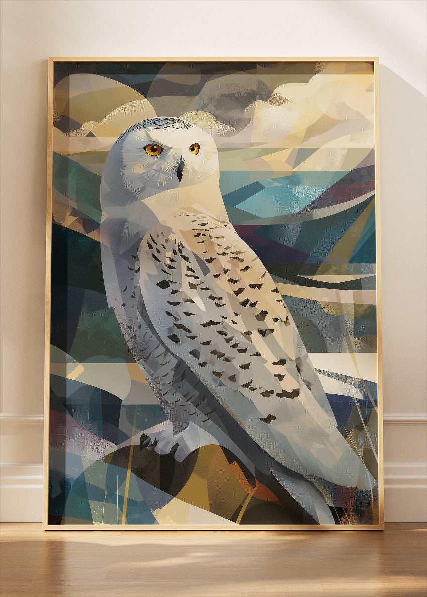 Snowy Owl Poster & Canvas Print – Geometric Wildlife Art