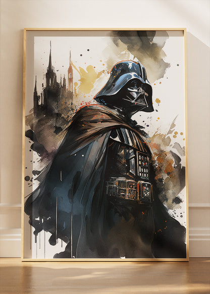 Dark Galactic Commander Watercolor Portrait Canvas & Poster Print – AI PRINT LAB