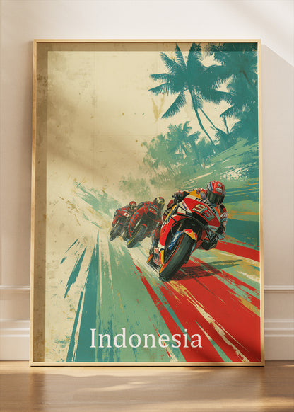 Indonesia Motorcycle Racing Motion Wall Art Poster & Canvas
