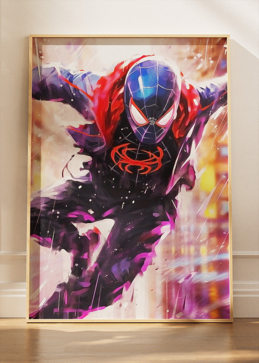 Neon Spider Warrior Action Portrait Canvas & Poster Print – AI PRINT LAB