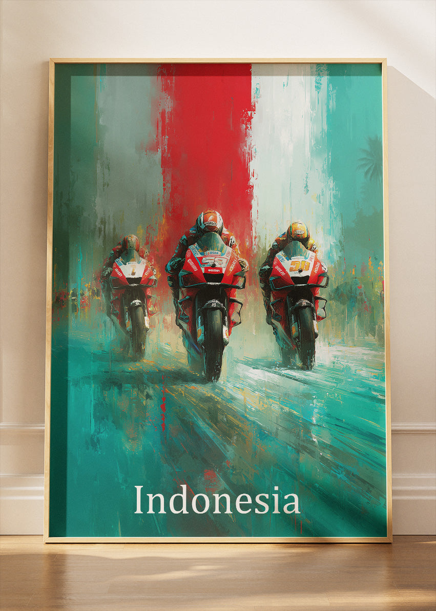 Indonesia Motorcycle Racing Formation Wall Art Poster & Canvas