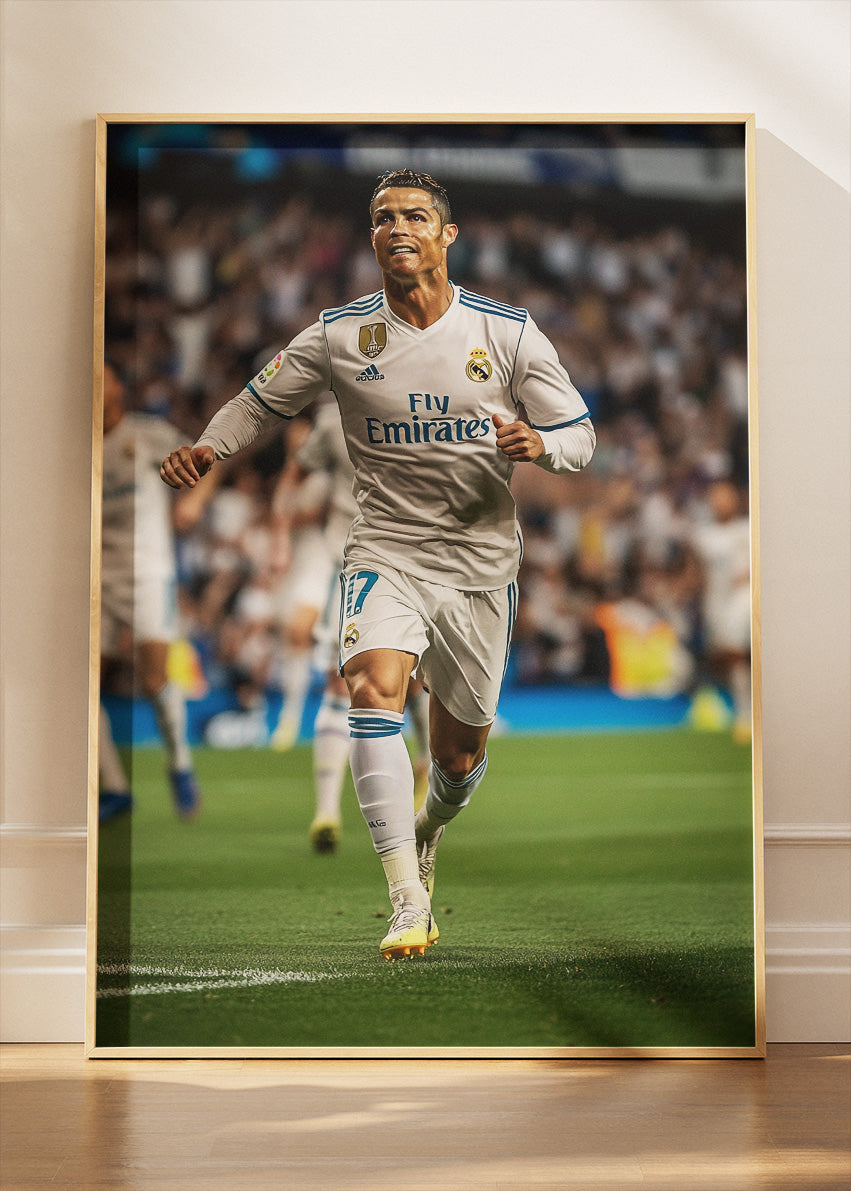 Cristiano Ronaldo Real Madrid Match Action Wall Art | Iconic Football Poster & Canvas