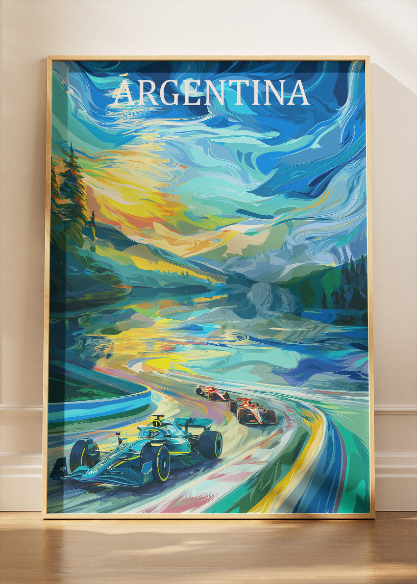 Argentina Formula Racing Abstract Poster & Canvas Print | Artistic Motorsport Wall Art