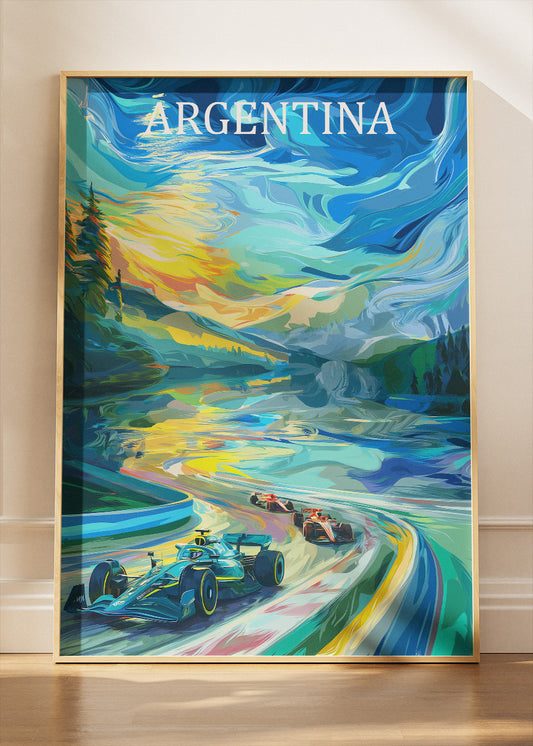 Argentina Formula Racing Abstract Poster & Canvas Print | Artistic Motorsport Wall Art