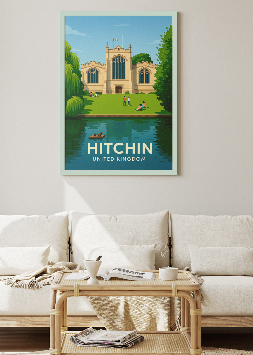 Hitchin United Kingdom Poster & Canvas Print – Illustrated St Mary’s Church Art