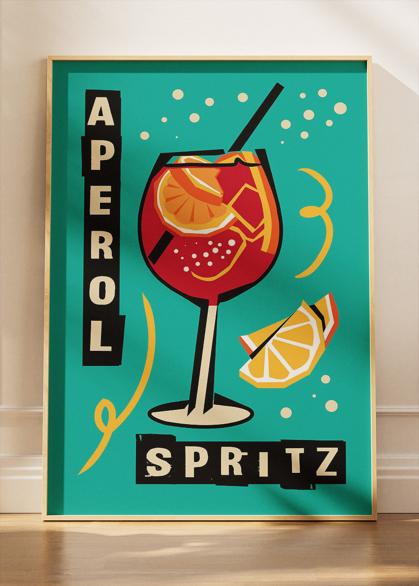 Aperol Spritz Modern Retro Poster & Canvas Print | Bold Italian Cocktail Wall Art