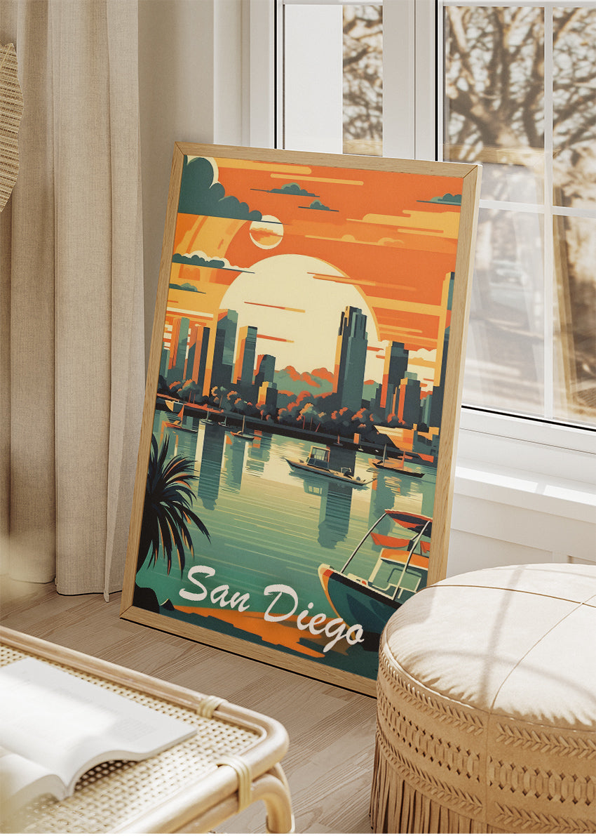 San Diego Sunset Skyline Poster & Canvas Print – Coastal Cityscape Wall Art