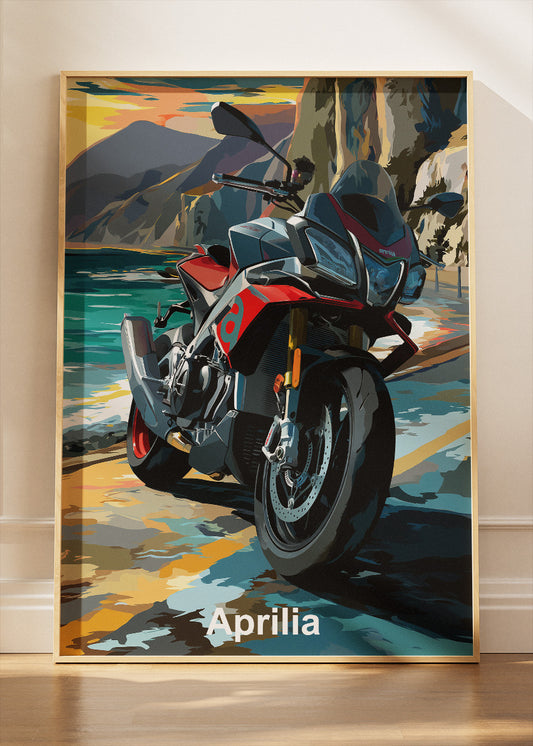 Aprilia Coastal Ride Motorcycle Wall Art Poster & Canvas
