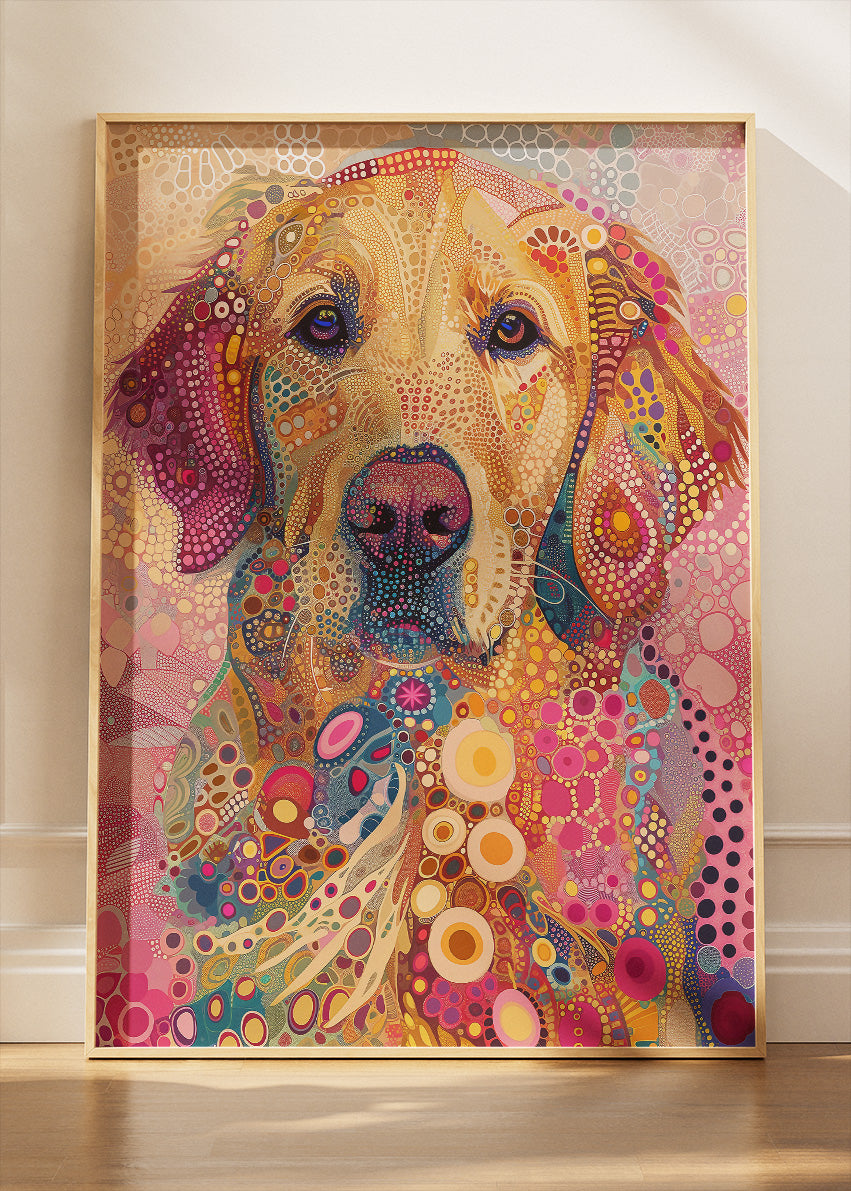 Colorful Dog Portrait Poster & Canvas Print – Psychedelic Pop-Art Canine Illustration