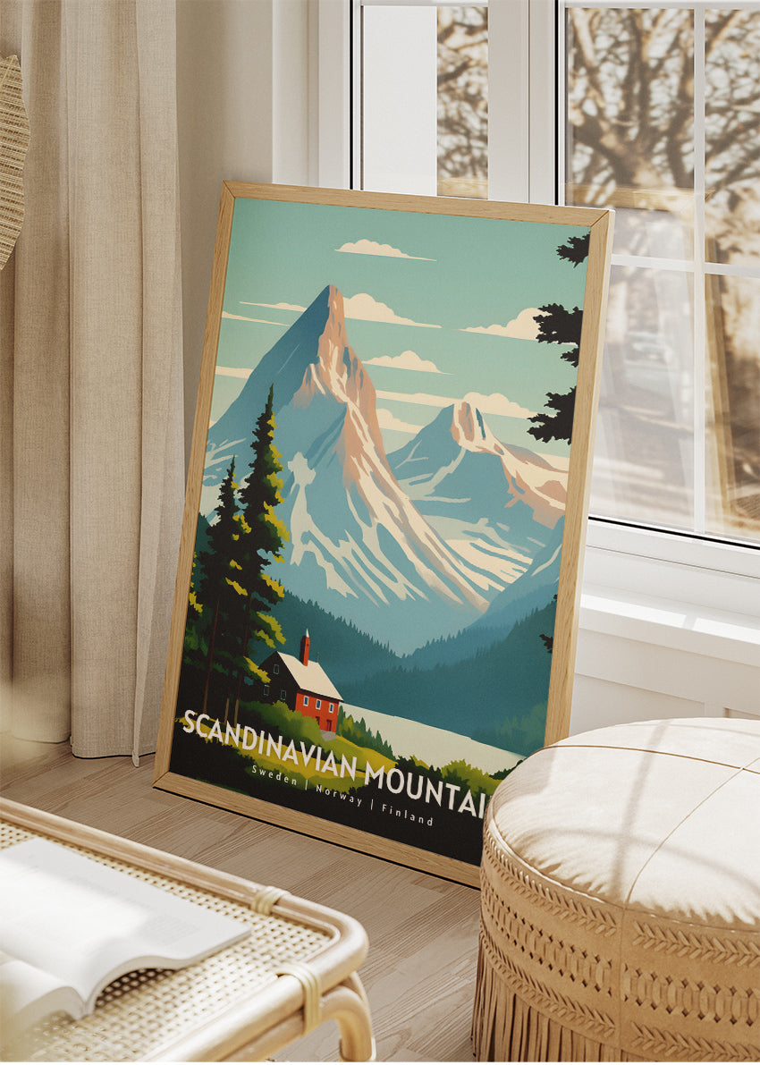 Scandinavian Mountains Poster & Canvas Print – Modern Illustrated Nordic Landscape Art