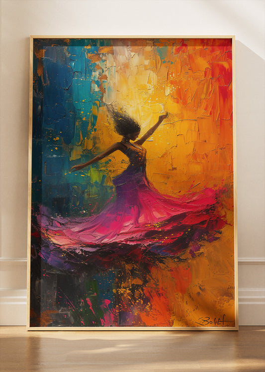 Vibrant Abstract Dancing Woman Canvas & Poster Print – AI PRINT LAB