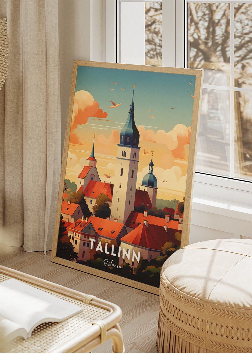 Tallinn Estonia Old Town Poster & Canvas Print – Vintage Nordic Travel Art