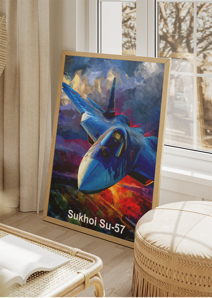 Sukhoi Su-57 Poster & Canvas Print – Illustrated Stealth Fighter Jet Art