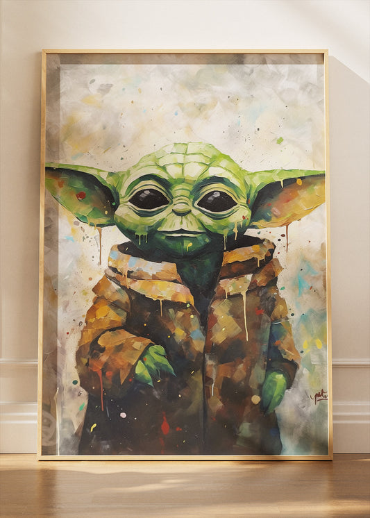 Grogu (Baby Yoda) Watercolor Portrait Canvas & Poster Print – AI PRINT LAB