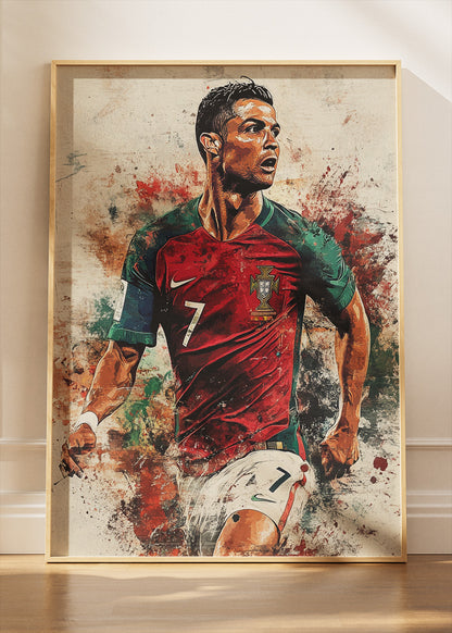 Cristiano Ronaldo Portugal Action Portrait Wall Art | Iconic Football Poster & Canvas