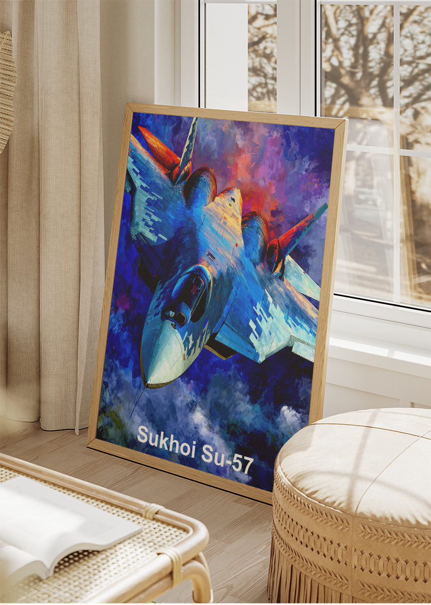 Sukhoi Su-57 Poster & Canvas Print – Illustrated Stealth Fighter Jet Art