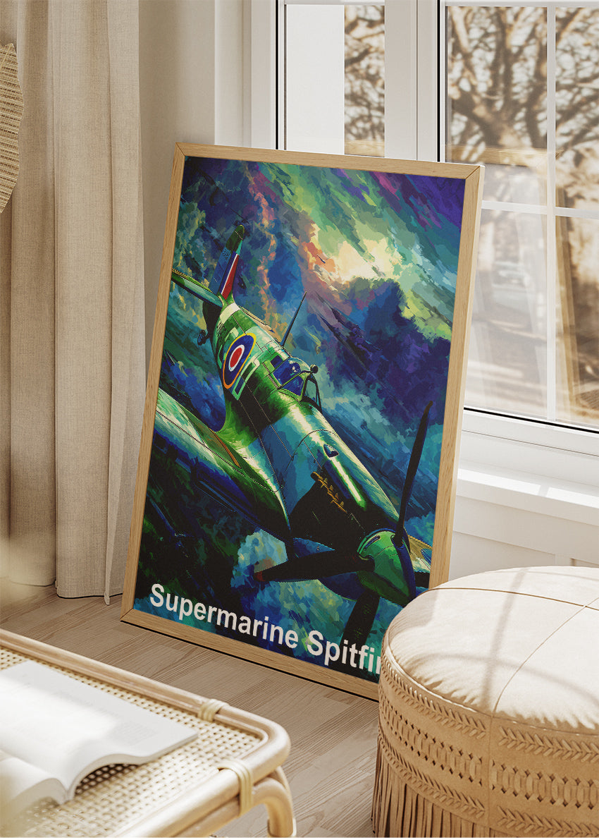 Supermarine Spitfire Poster & Canvas Print – Illustrated WWII Fighter Aircraft Art