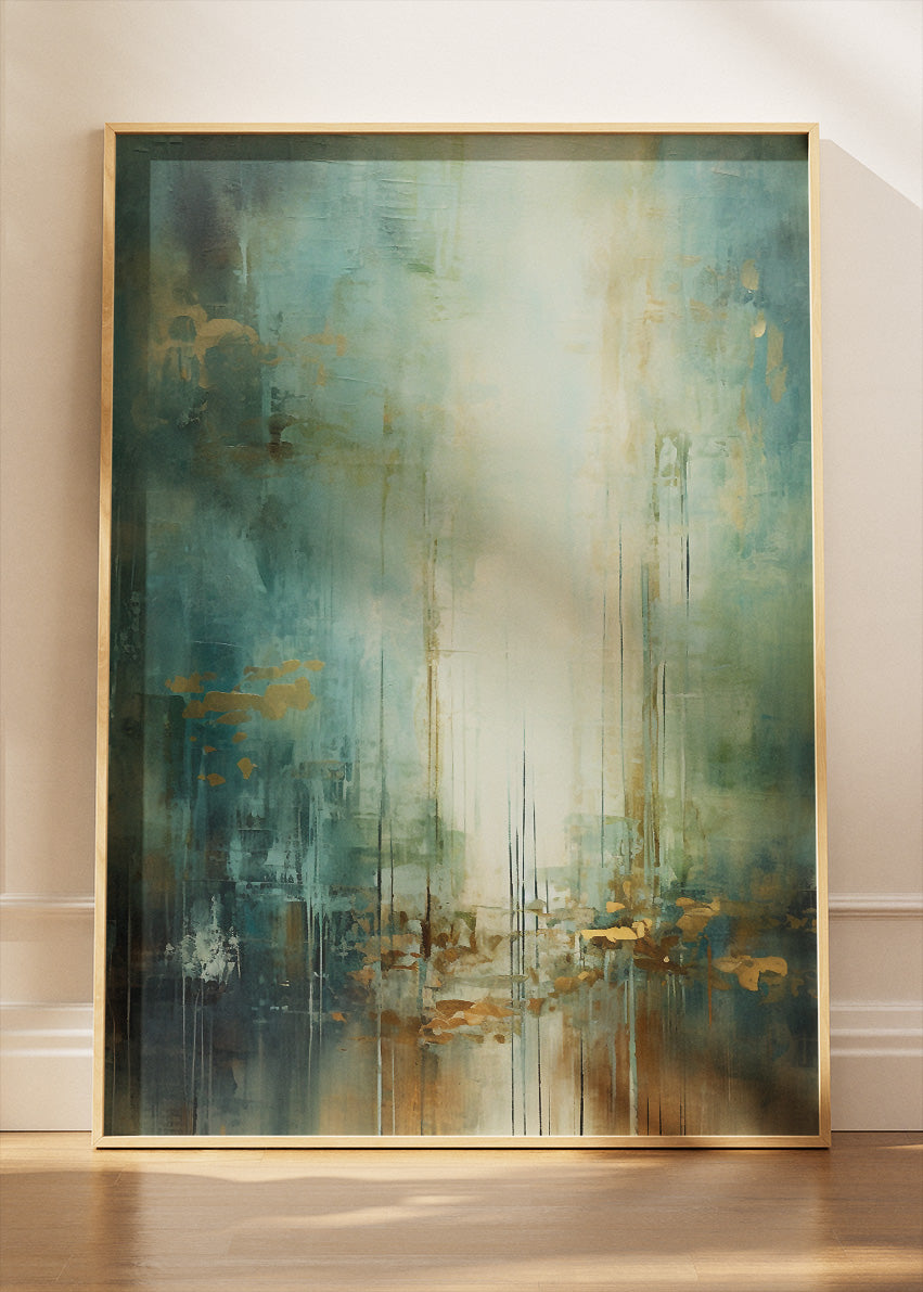 Ethereal Teal Reflection – Modern Abstract Vertical Canvas & Poster Print – AI PRINT LAB