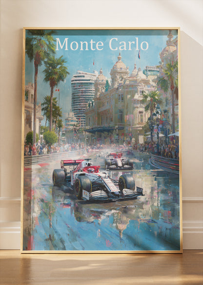 Monte Carlo Monaco Formula 1 Rain Street Canvas Print & Poster – AI PRINT LAB