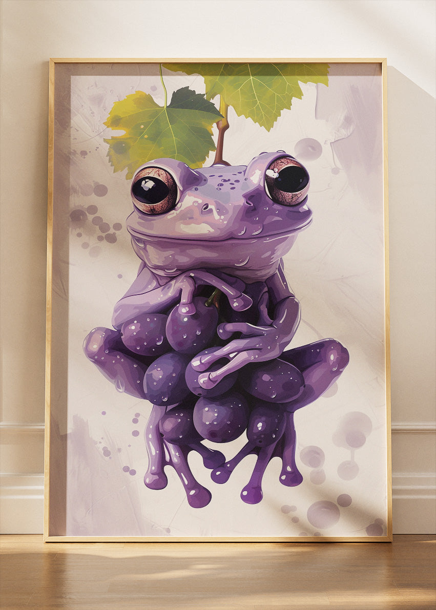 Purple Frog Poster & Canvas Print – Cute Whimsical Animal Wall Art