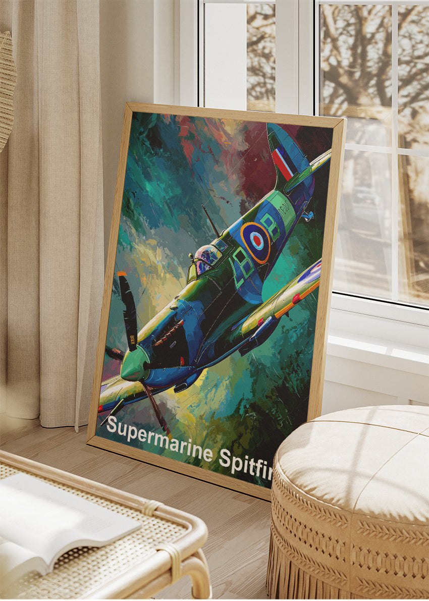 Supermarine Spitfire Poster & Canvas Print – Illustrated WWII Fighter Aircraft Art