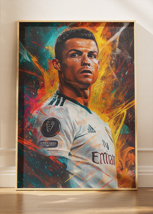 Cristiano Ronaldo Real Madrid Expressive Portrait Wall Art | Iconic Football Poster & Canvas