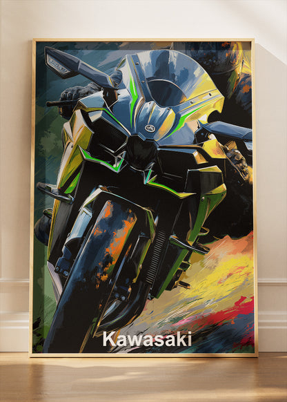 Kawasaki Superbike Power Wall Art Poster & Canvas