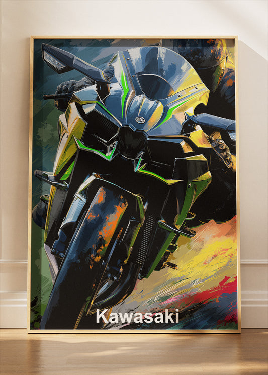 Kawasaki Superbike Power Wall Art Poster & Canvas