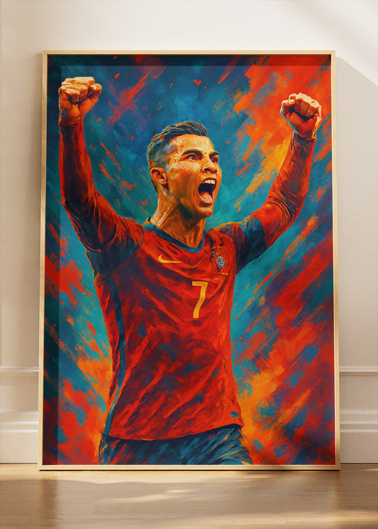 Cristiano Ronaldo Portugal Victory Celebration Wall Art | Iconic Football Poster & Canvas