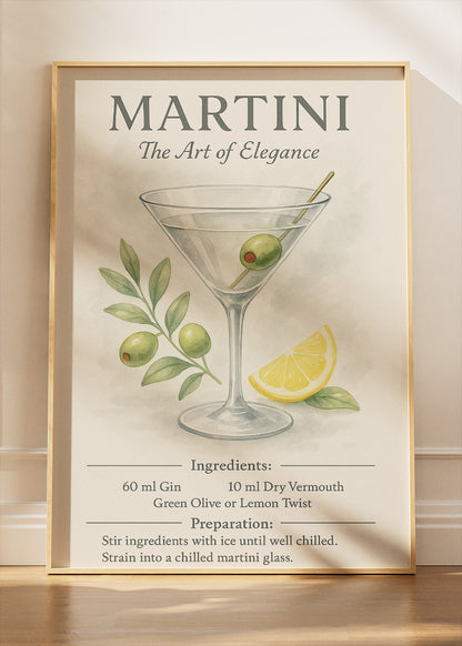 Martini – The Art of Elegance Poster & Canvas Print | Classic Cocktail Wall Art