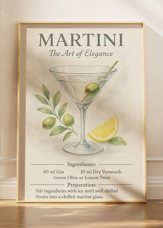 Martini – The Art of Elegance Poster & Canvas Print | Classic Cocktail Wall Art