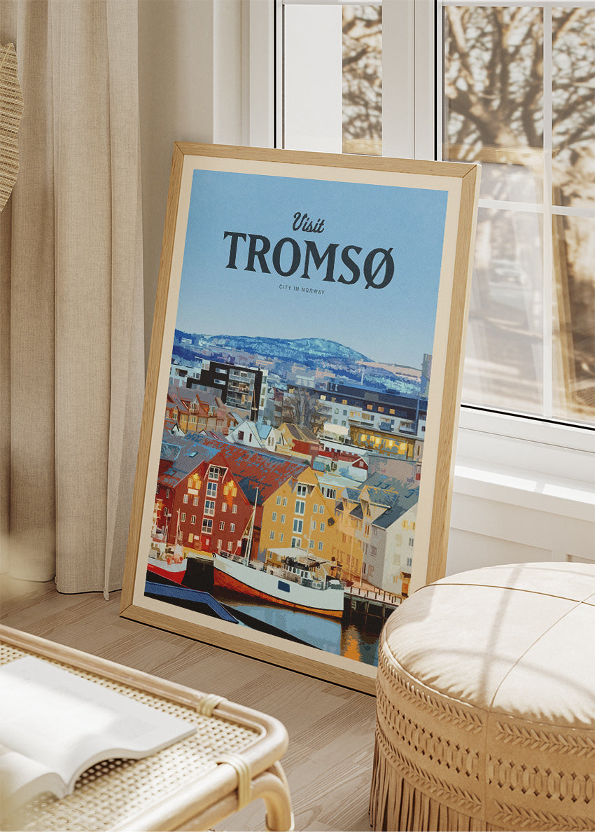 Tromsø Norway Poster & Canvas Print – Modern Illustrated Arctic Harbour Art