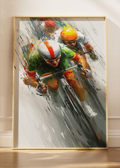 Racing Cyclists Art Print & Canvas – High-Speed Road Cycling Wall Art