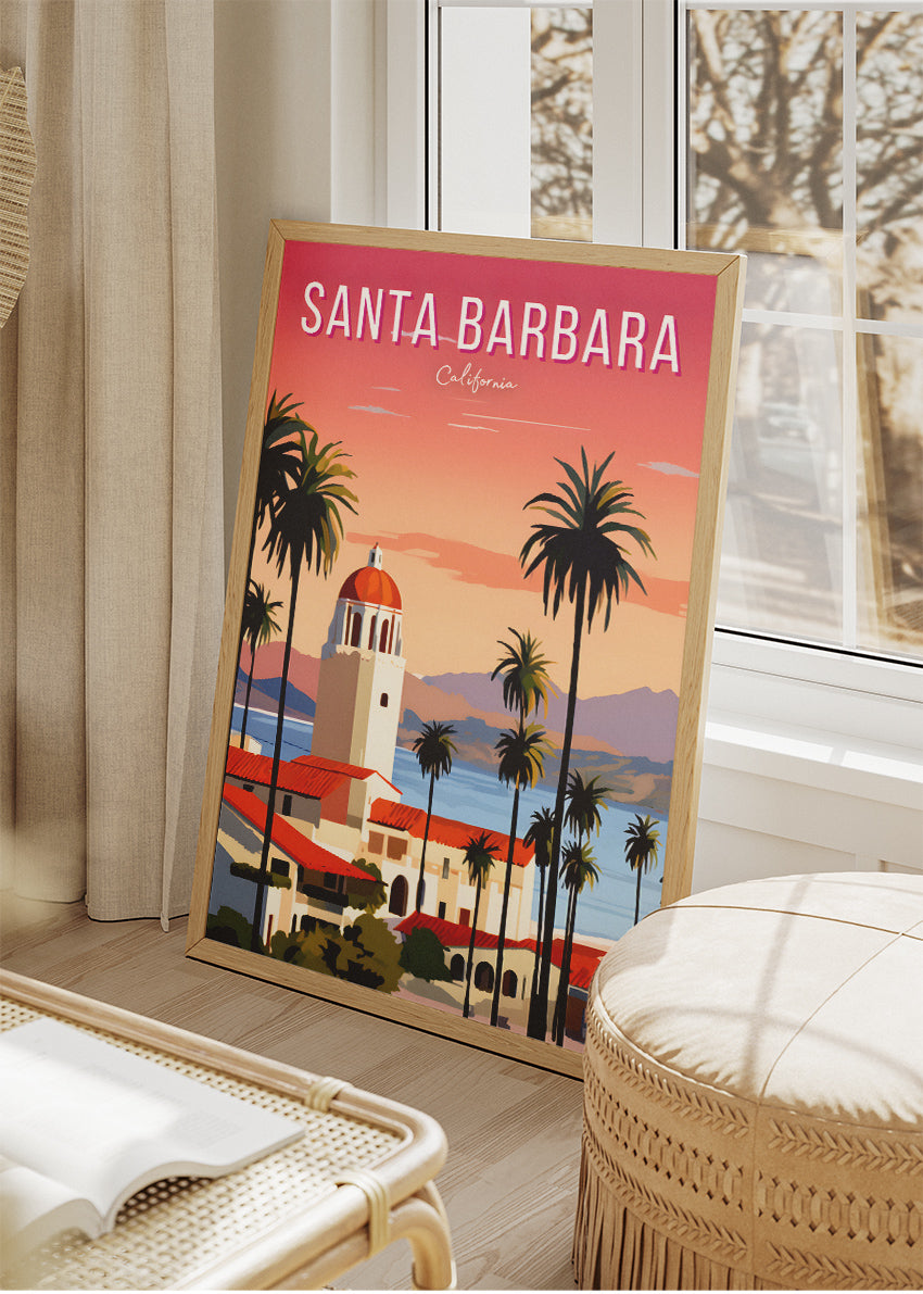 Santa Barbara California Poster & Canvas Print – Coastal Sunset Wall Art