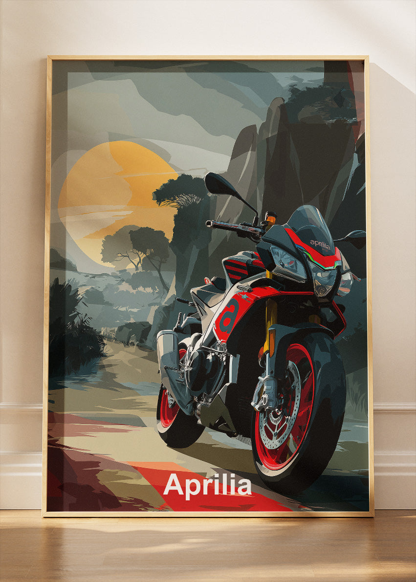 Aprilia Dusk Ride Motorcycle Wall Art Poster & Canvas