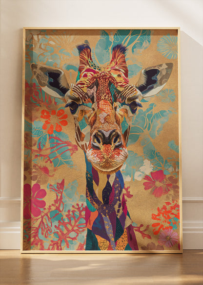 Floral Giraffe Poster & Canvas Print – Colorful Artistic Safari Wall Art