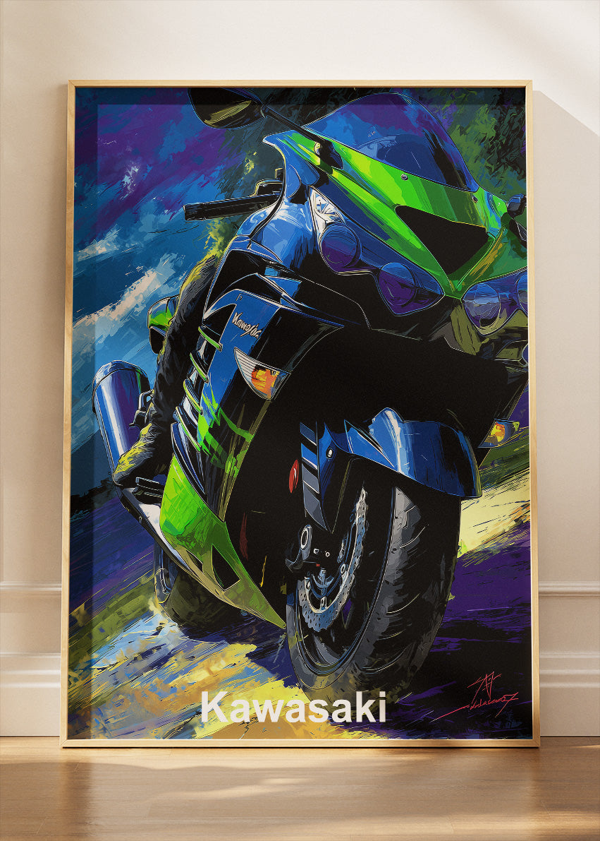 Kawasaki Superbike Speed Power Wall Art Poster & Canvas