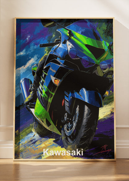 Kawasaki Superbike Speed Power Wall Art Poster & Canvas