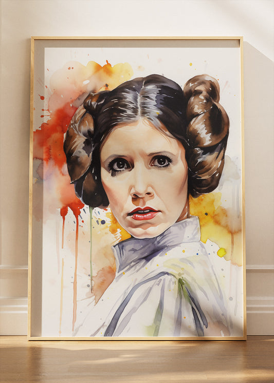 Princess Leia Watercolor Portrait Canvas & Poster Print – AI PRINT LAB