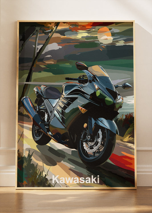 Kawasaki Sportbike Scenic Ride Wall Art Poster & Canvas