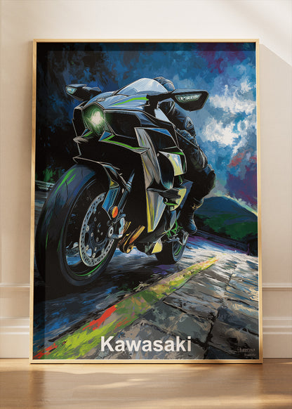 Kawasaki Midnight Power Superbike Wall Art Poster & Canvas