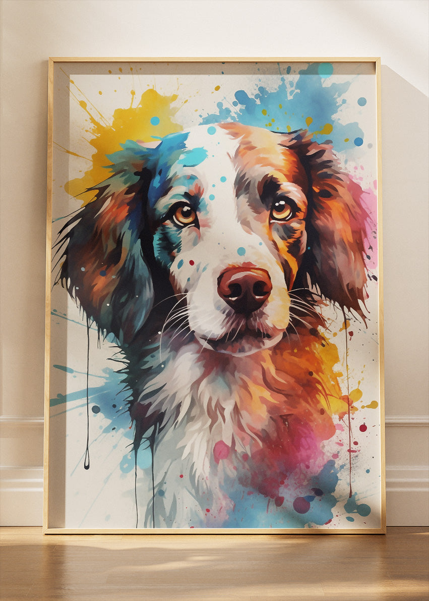 Color Splash Dog Art Poster & Canvas Print – Vibrant Watercolor Pet Portrait