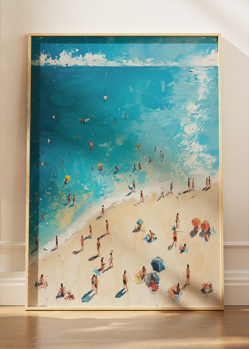 Azure Shoreline – Modern Impressionist Beach Canvas & Poster Print – AI PRINT LAB