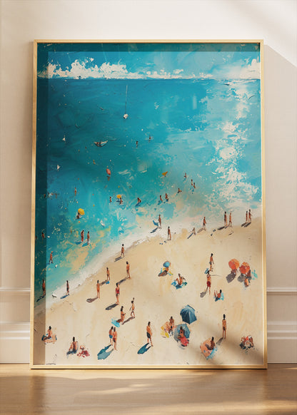 Azure Shoreline – Modern Impressionist Beach Canvas & Poster Print – AI PRINT LAB