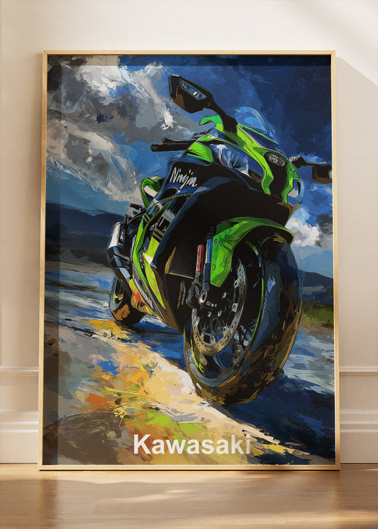 Kawasaki Ninja Power Ride Superbike Wall Art Poster & Canvas