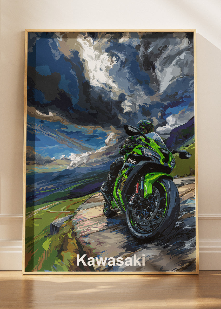 Kawasaki Ninja Storm Ride Superbike Wall Art Poster & Canvas