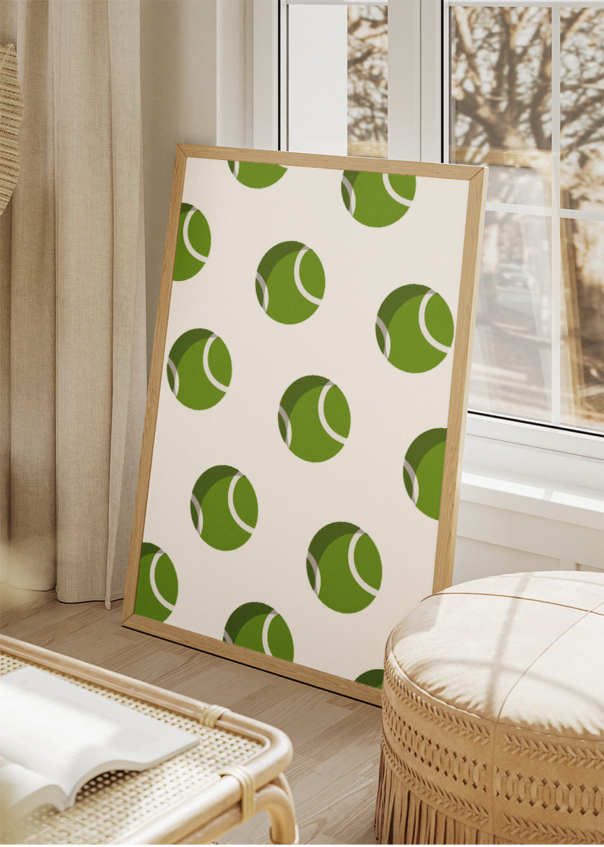 Green Tennis Ball Pattern Wall Art Poster & Canvas Print – Modern Sports Decor