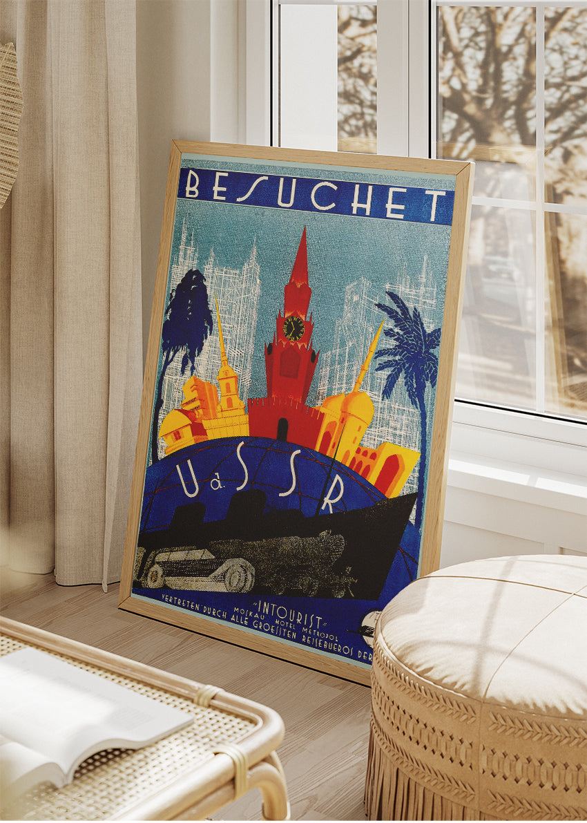 USSR Vintage Travel Poster & Canvas Print – Retro Intourist Illustration Art