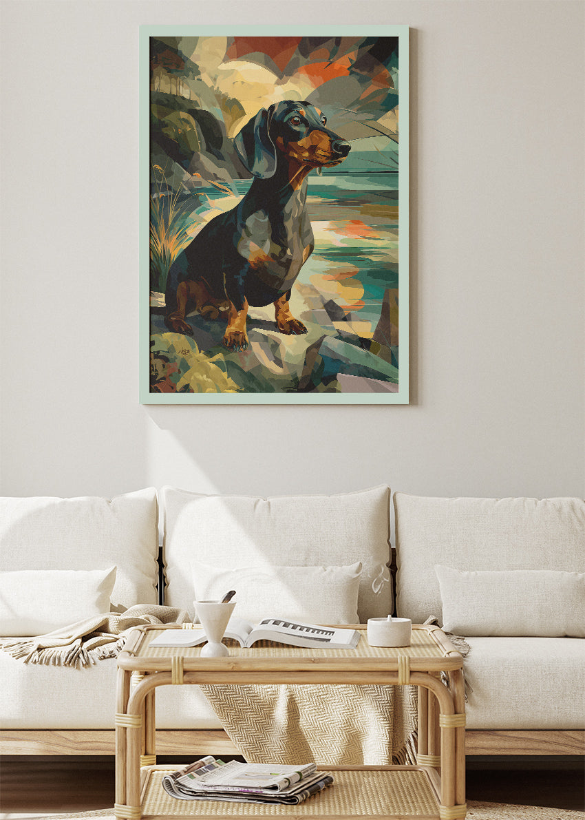 Dachshund Dog Landscape Canvas Print & Poster – Artistic Sausage Dog Wall Art – AI PRINT LAB