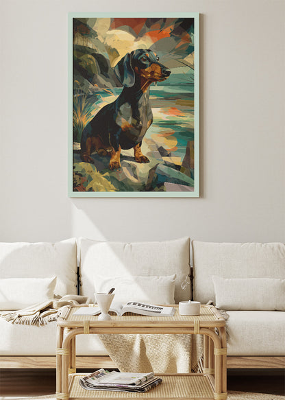Dachshund Dog Landscape Canvas Print & Poster – Artistic Sausage Dog Wall Art – AI PRINT LAB